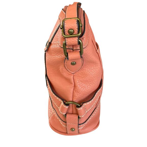 Born Concept Apricot Crossbody Shoulder Bag Multi-Section Pebbled Faux Leather - Picture 9 of 12